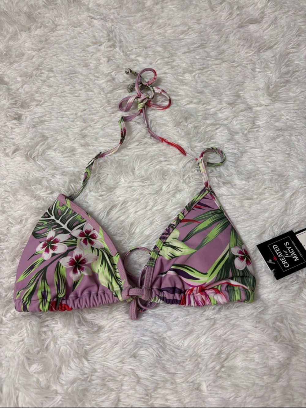 NWT Light Flaw Salt & Cove Purple Floral Bikini Swim Triangle Top Size S